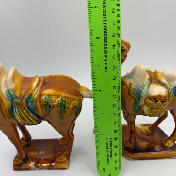 1980's Vintage Chinese Sancai Glaze Porcelain Tang Camel and Horse Figures - Picture 6 of 6